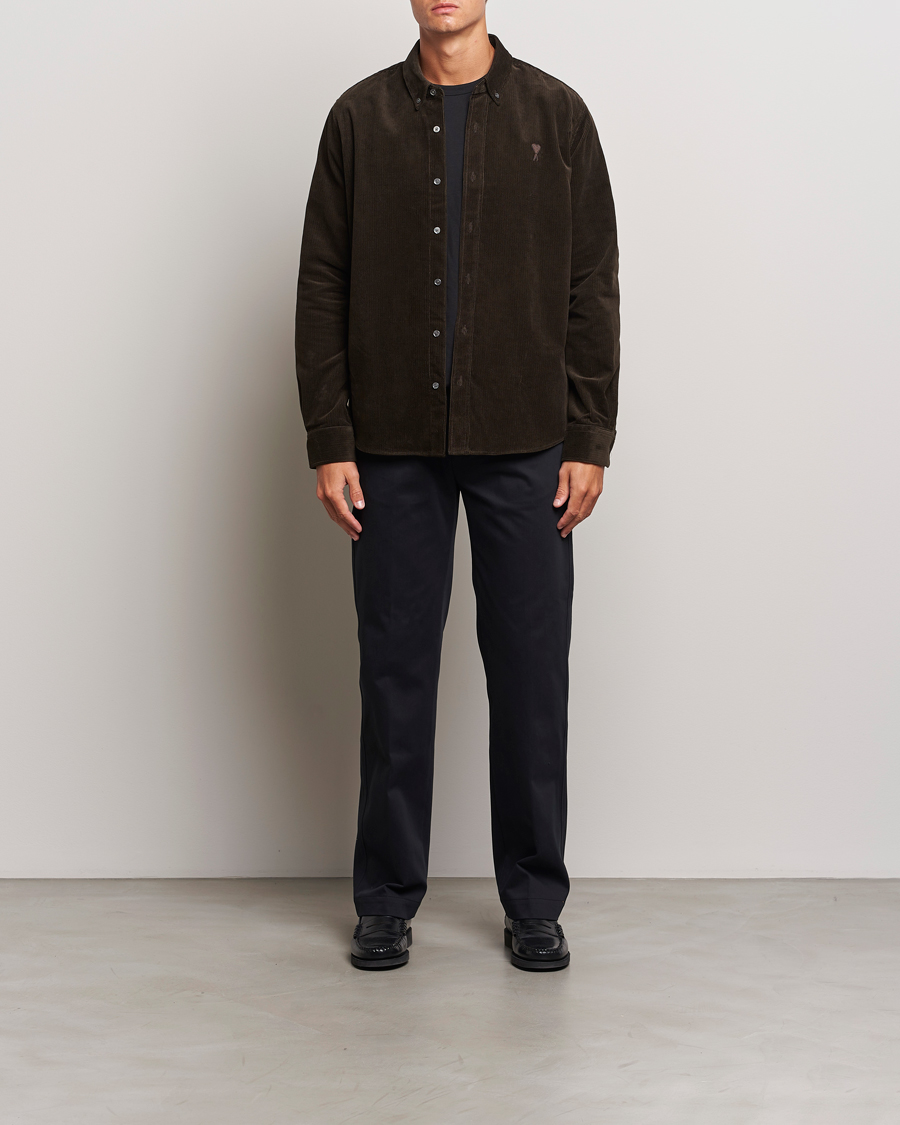 Homme | Chemises | AMI | Classic Fit Corduroy Shirt Dark Coffee
