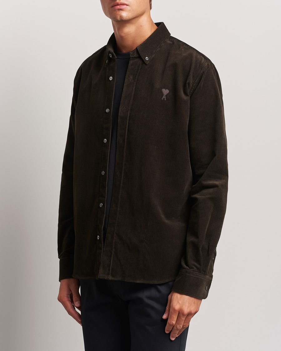 Homme | Chemises | AMI | Classic Fit Corduroy Shirt Dark Coffee