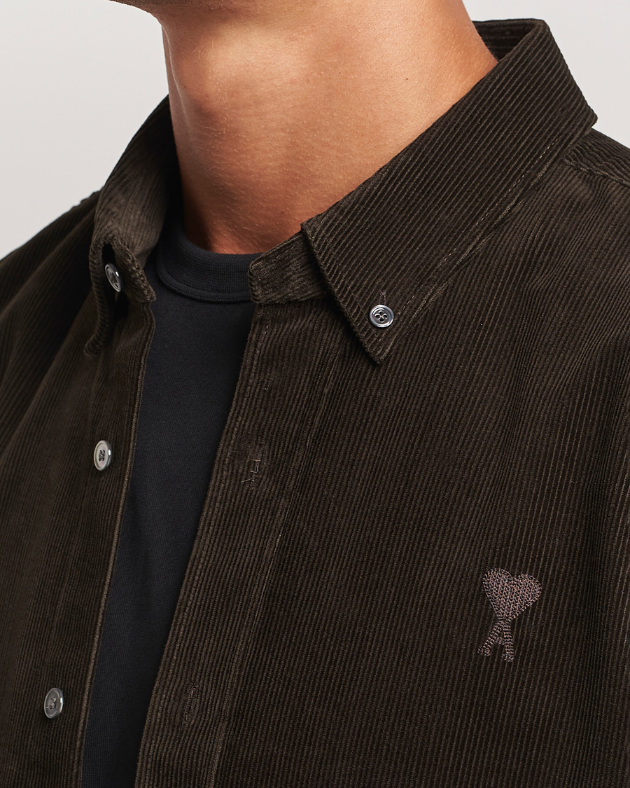 Homme | Chemises | AMI | Classic Fit Corduroy Shirt Dark Coffee