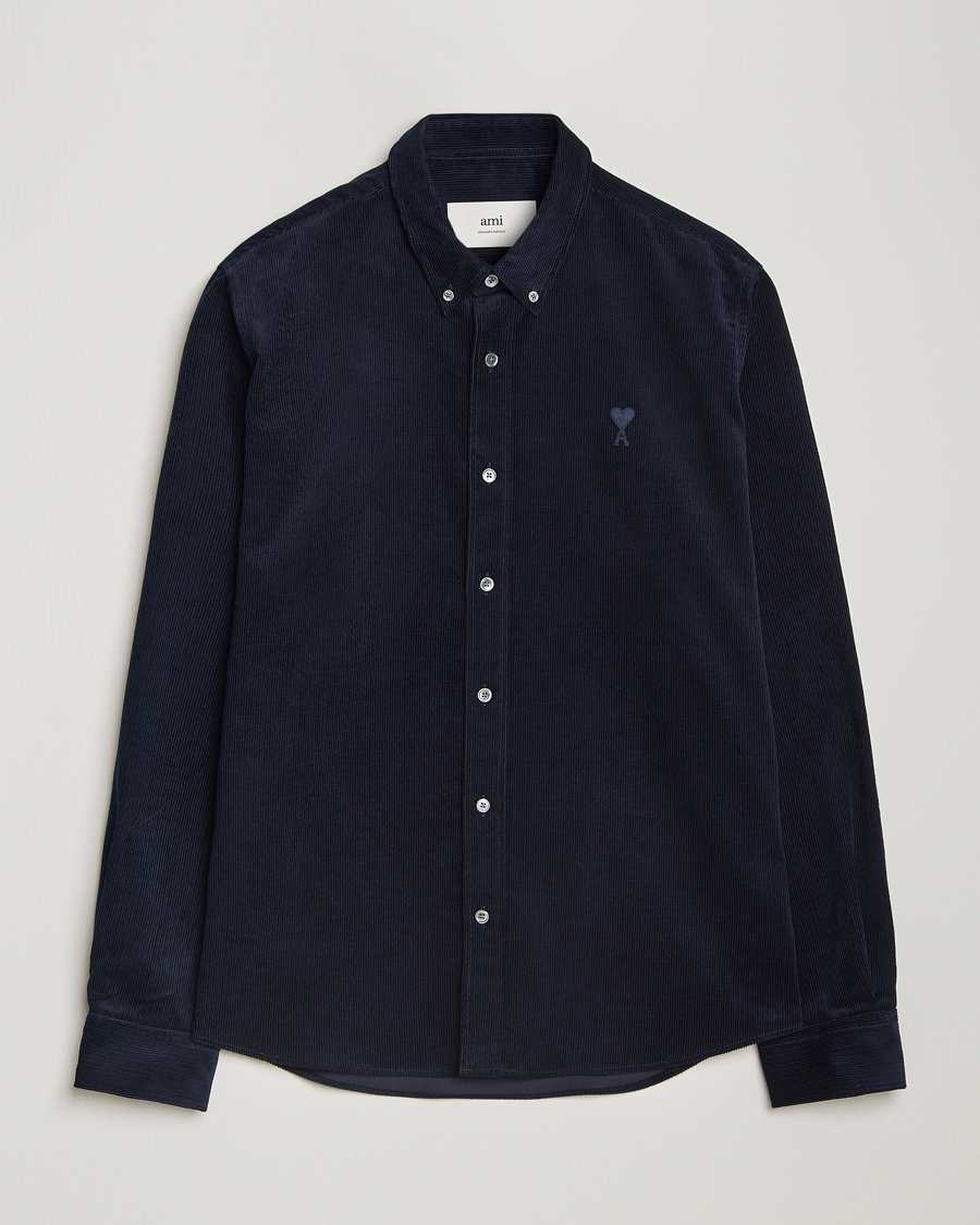 Homme | Chemises | AMI | Classic Fit Corduroy Shirt Navy