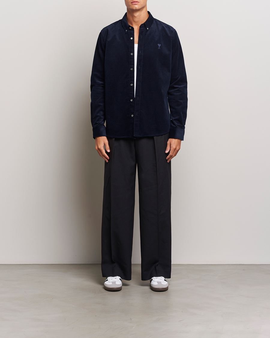 Homme | Chemises | AMI | Classic Fit Corduroy Shirt Navy