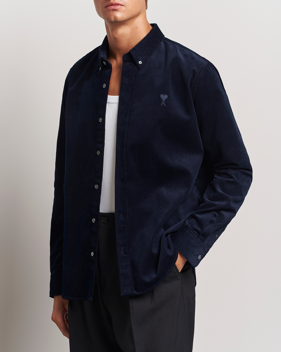 Homme | Chemises | AMI | Classic Fit Corduroy Shirt Navy