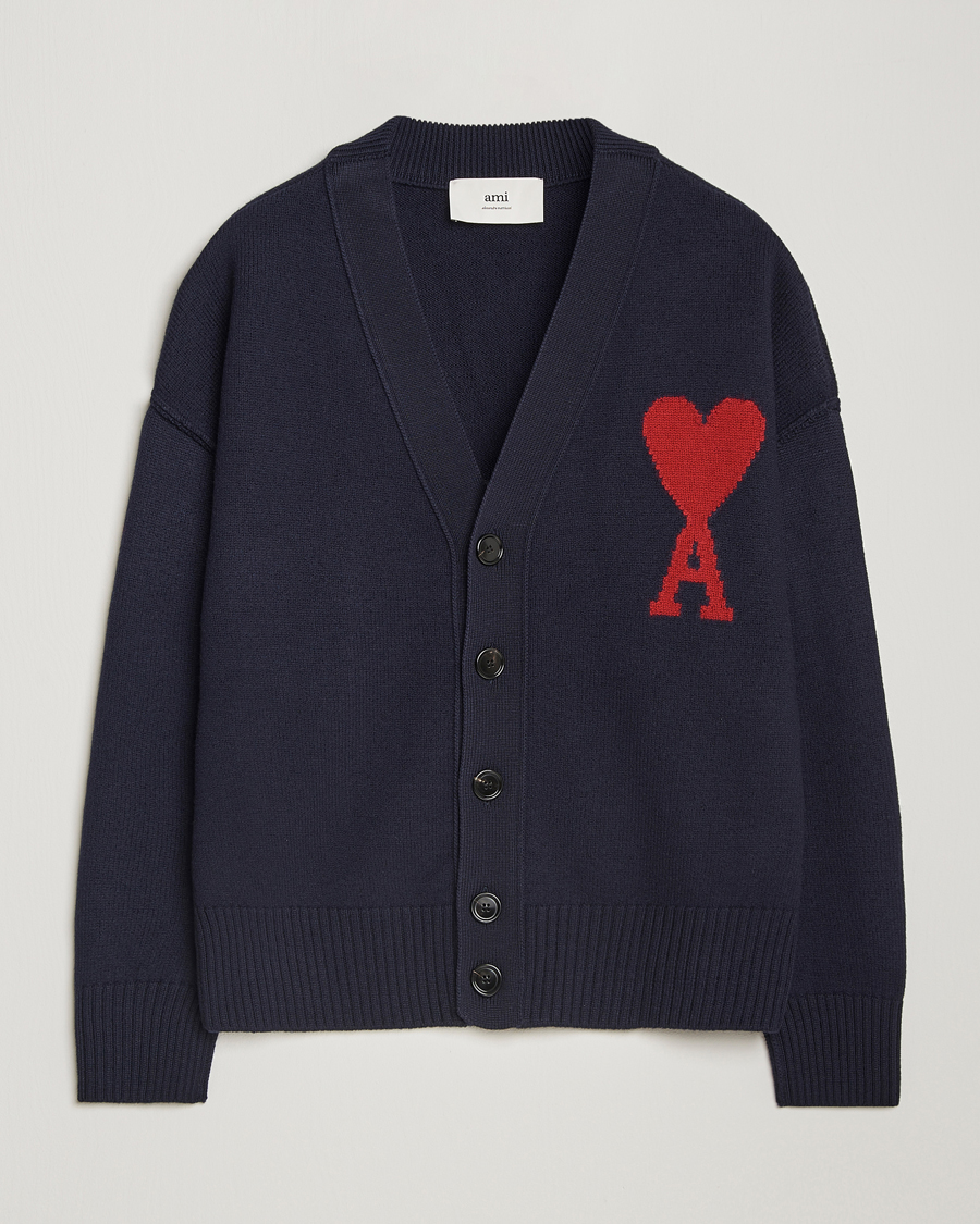 Homme | Pulls Et Tricots | AMI | Big Heart Logo Cardigan Navy