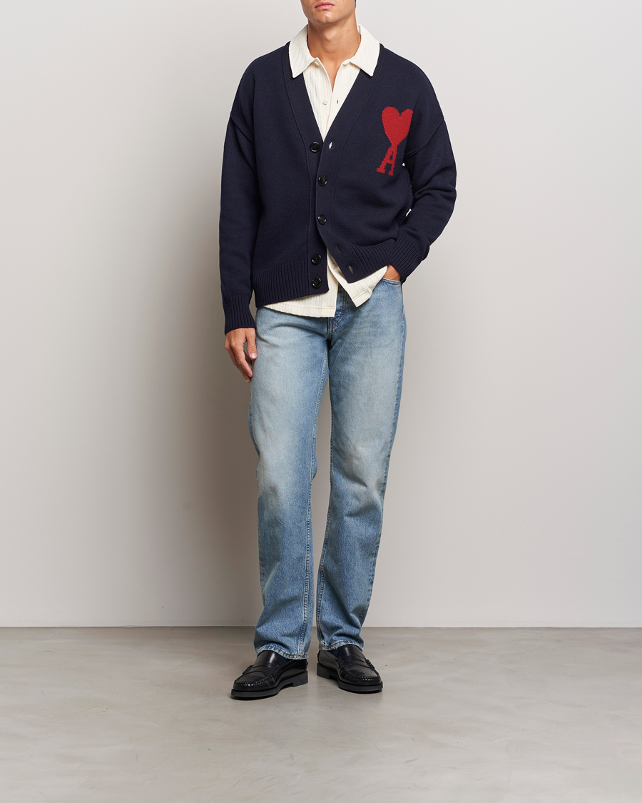 Homme | Pulls Et Tricots | AMI | Big Heart Logo Cardigan Navy