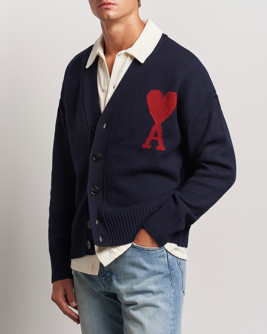 Homme | Pulls Et Tricots | AMI | Big Heart Logo Cardigan Navy