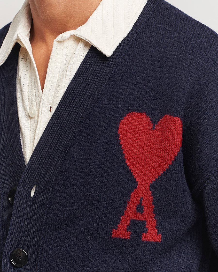 Homme | Pulls Et Tricots | AMI | Big Heart Logo Cardigan Navy