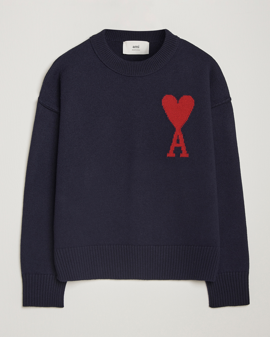 Homme | Pulls Et Tricots | AMI | Big Heart Logo Crew Neck Navy