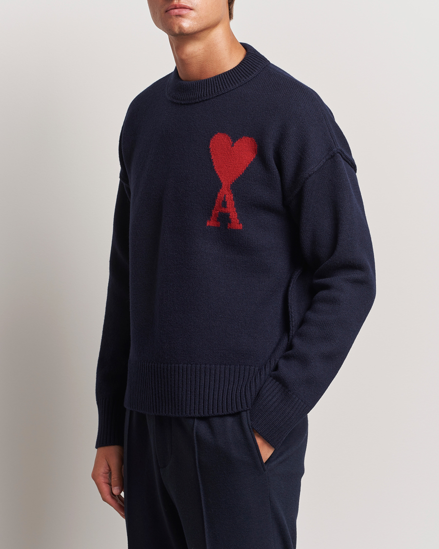 Homme | Pulls Et Tricots | AMI | Big Heart Logo Crew Neck Navy