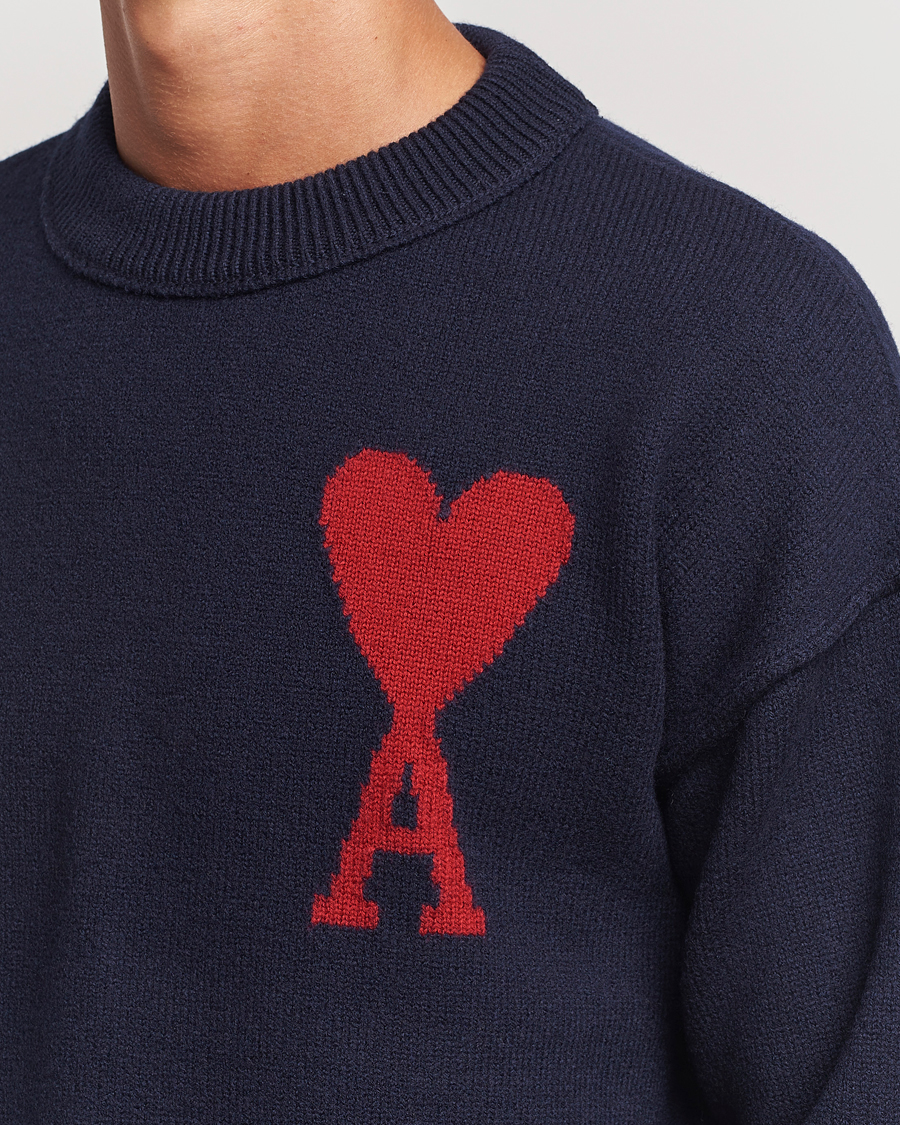Homme | Pulls Et Tricots | AMI | Big Heart Logo Crew Neck Navy