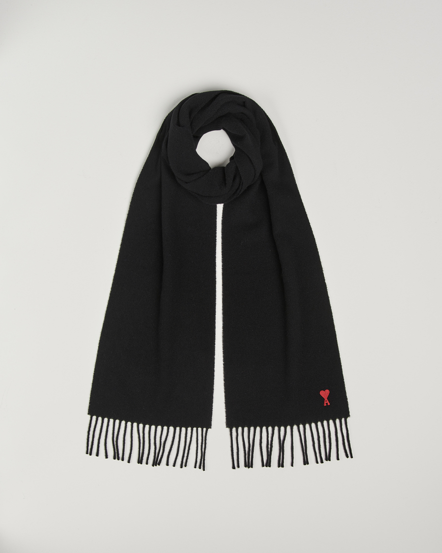 Homme | AMI Heart Logo Scarf Black | AMI | Heart Logo Scarf Black