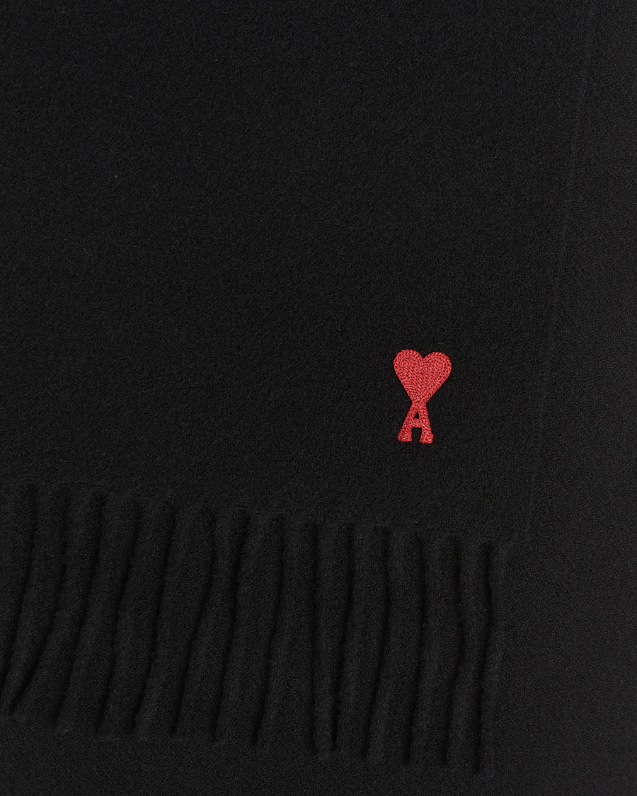 Homme | AMI Heart Logo Scarf Black | AMI | Heart Logo Scarf Black