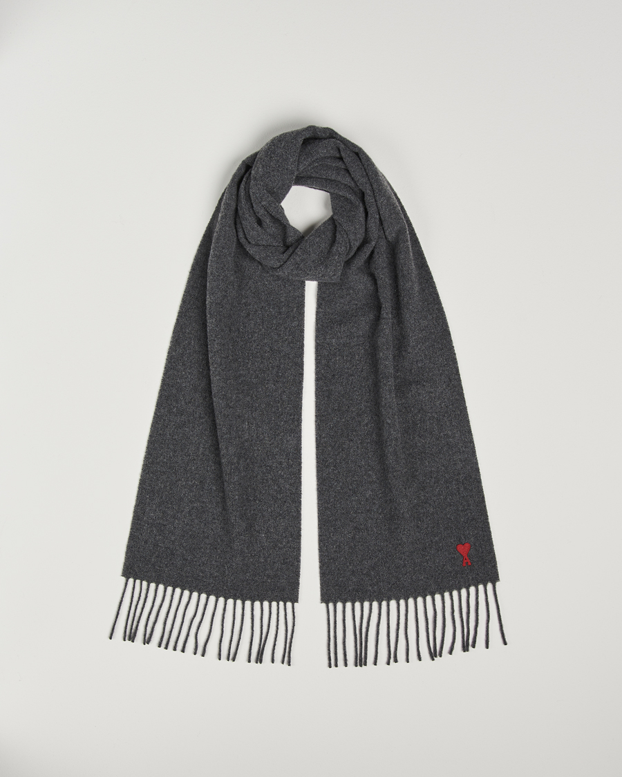 Homme | AMI Heart Logo Scarf Dark Grey | AMI | Heart Logo Scarf Dark Grey