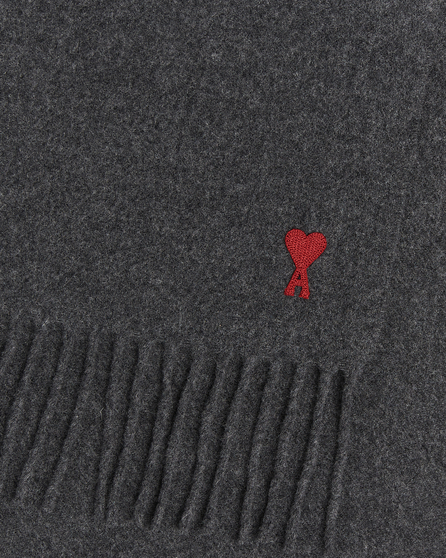 Homme | AMI Heart Logo Scarf Dark Grey | AMI | Heart Logo Scarf Dark Grey