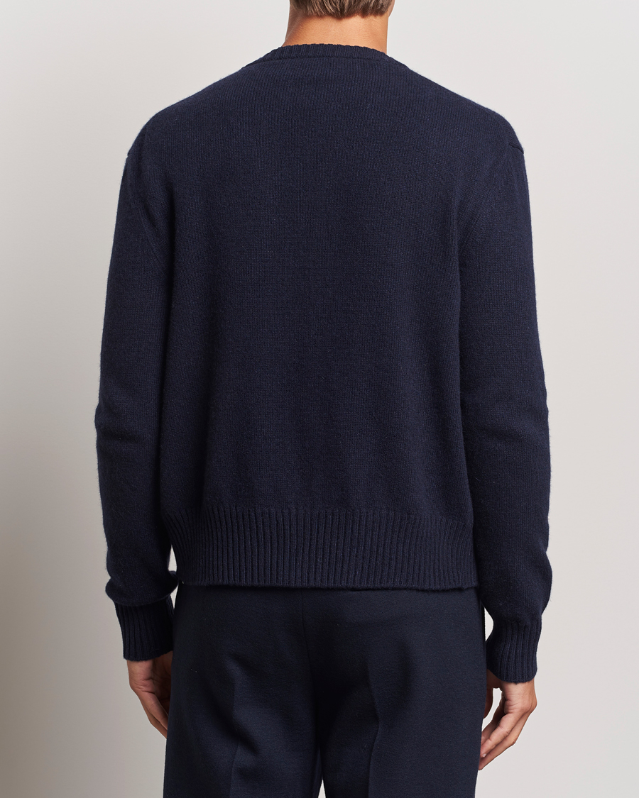 Homme | Pulls Et Tricots | AMI | Tonal Heart Logo Wool Cardigan Navy