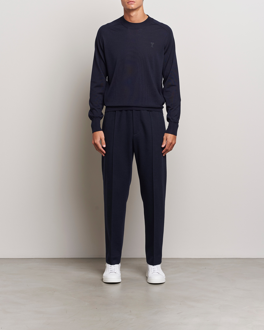 Homme | Pulls Et Tricots | AMI | Tonal Heart Logo Wool Crew Neck Navy