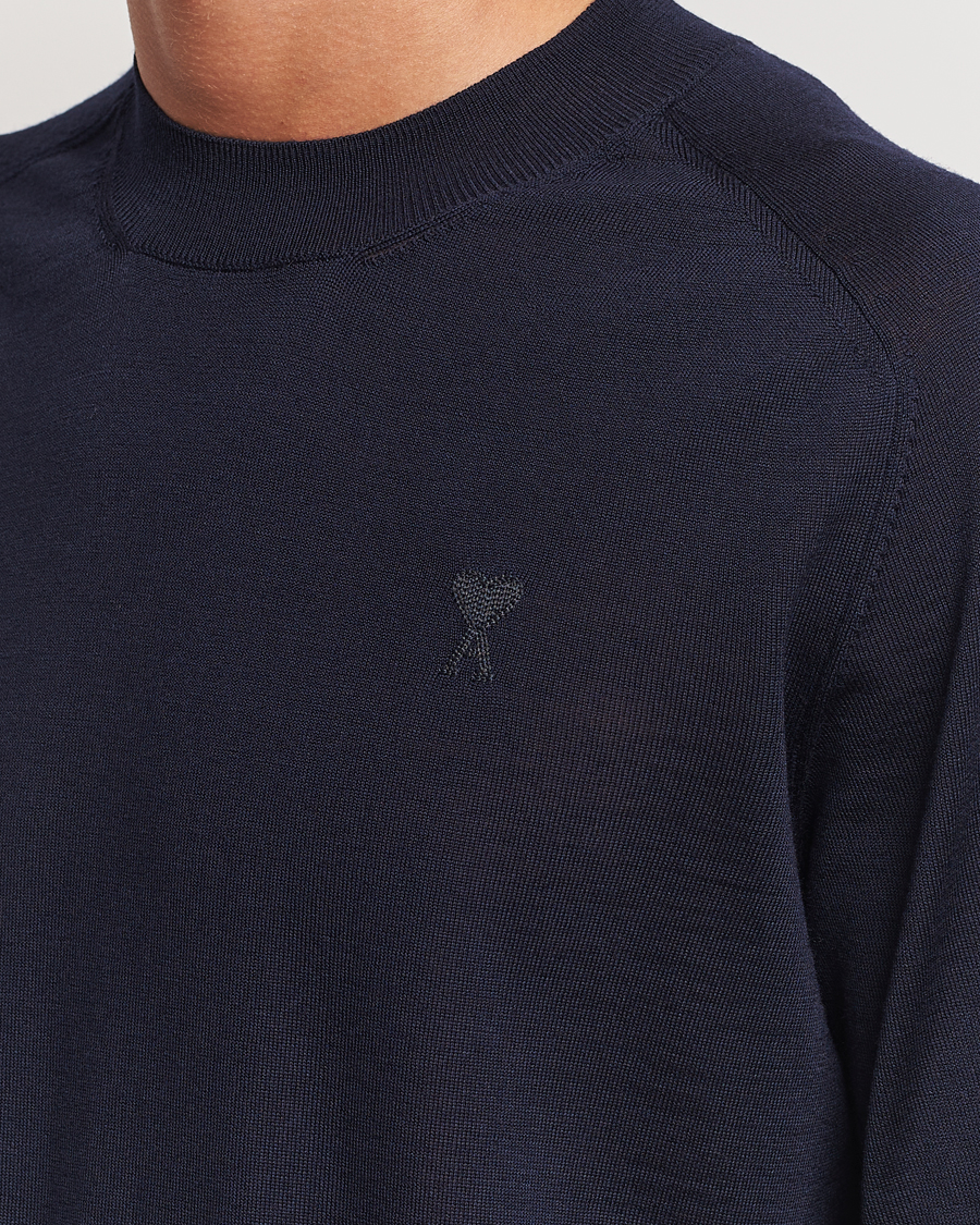 Homme | Pulls Et Tricots | AMI | Tonal Heart Logo Wool Crew Neck Navy