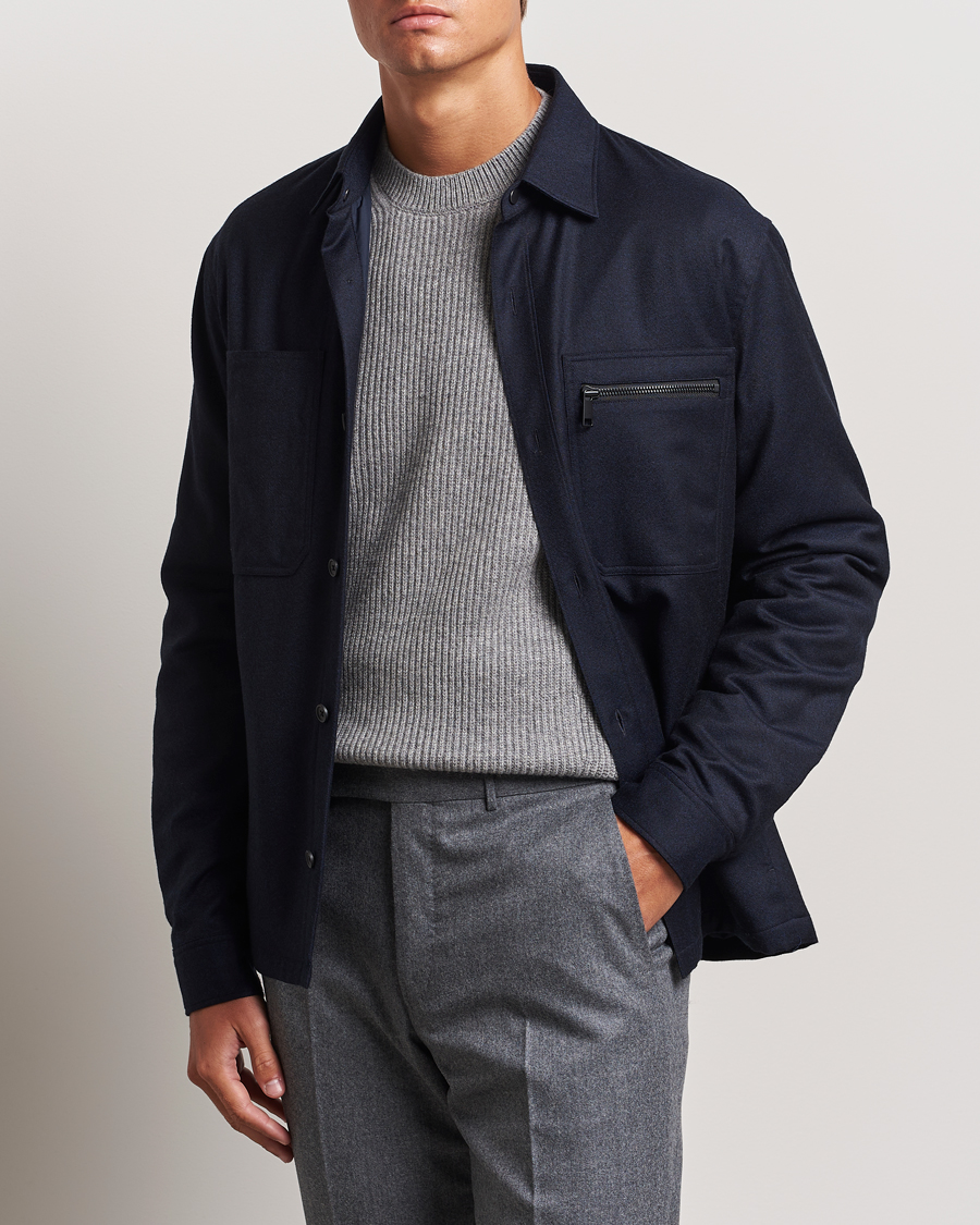 Homme | Manteaux Et Vestes | Zegna | Techmerino Flannel Shirt Jacket Navy