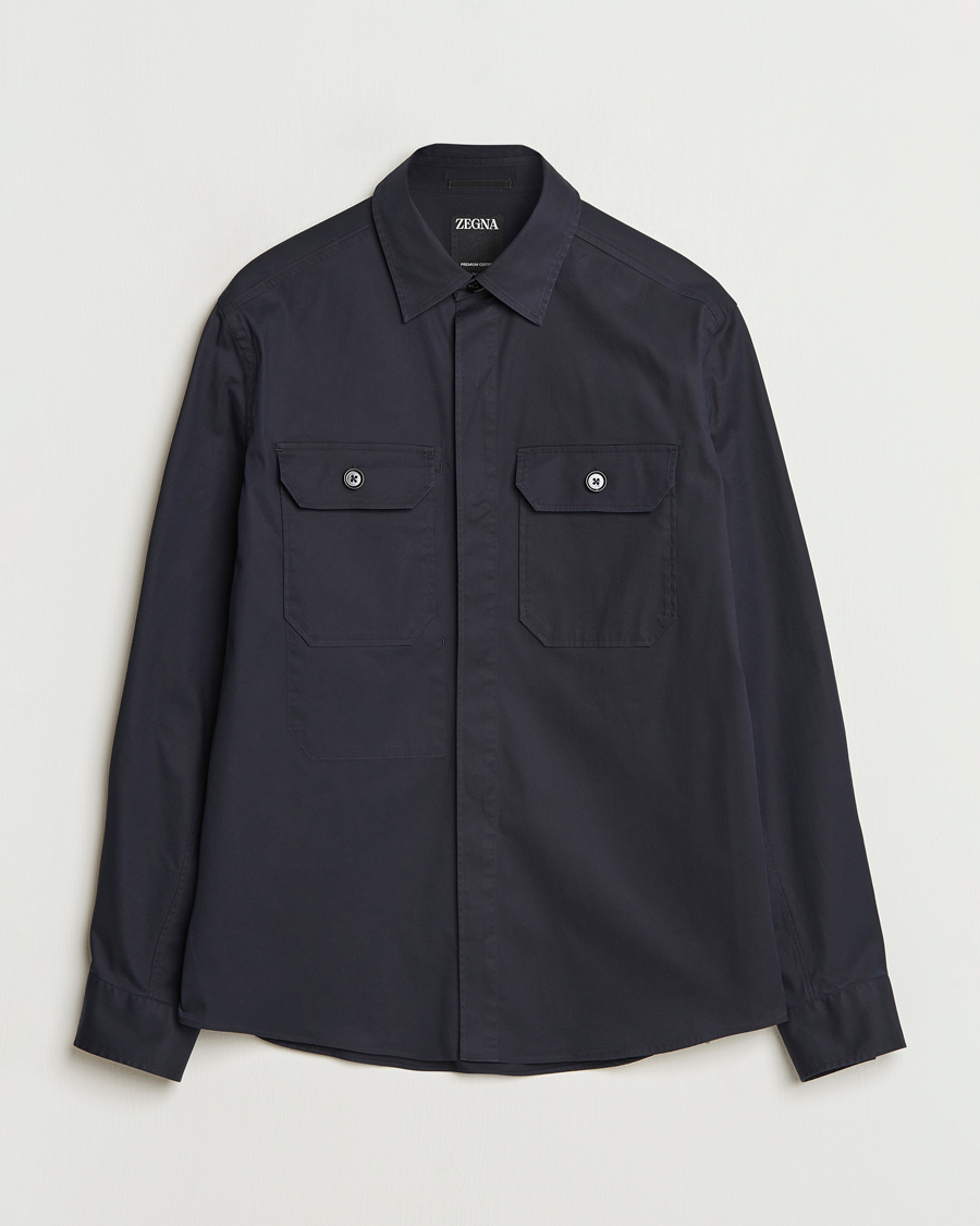 Homme | Chemises | Zegna | Cotton Overshirt Navy