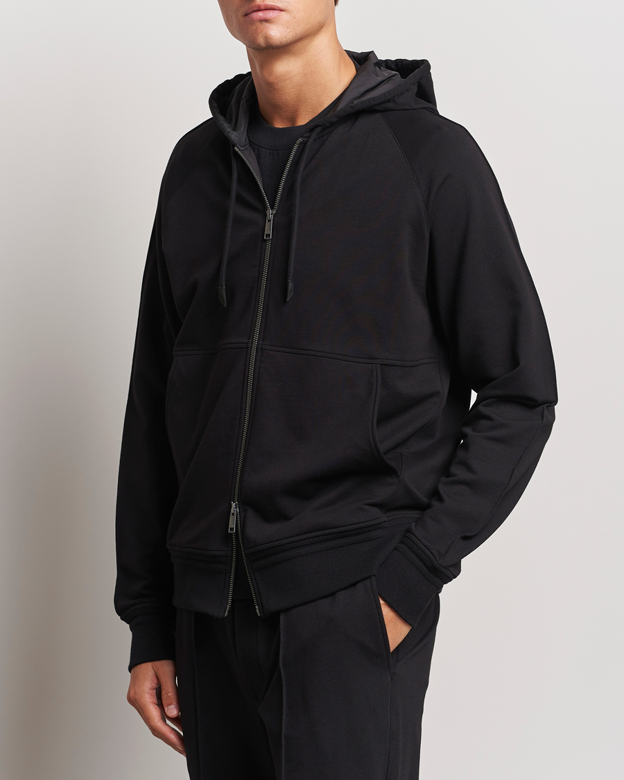 Homme | Pulls Et Tricots | Zegna | Cotton Stretch Zip Hoodie Black