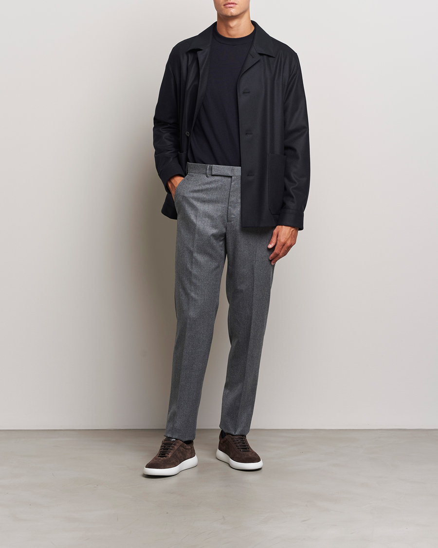 Homme | Pantalons | Zegna | Carded Flannel Trousers Grey Melange
