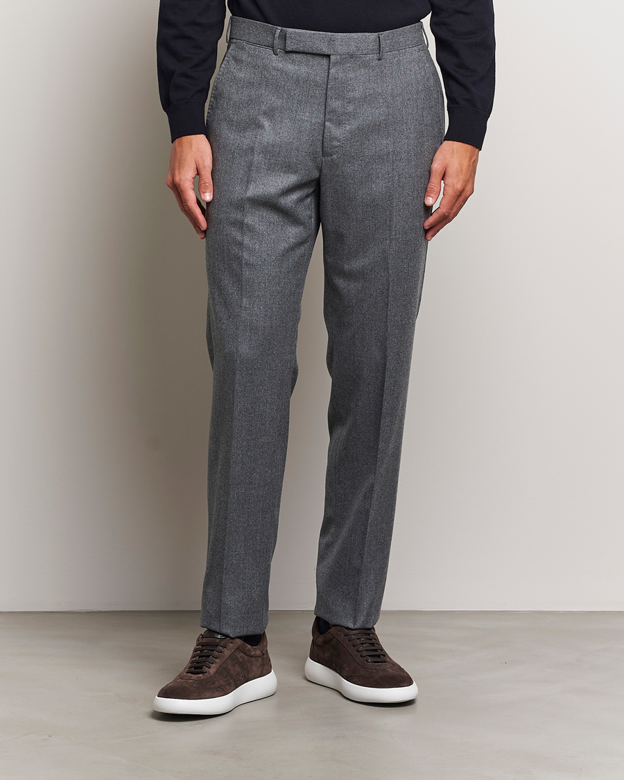 Homme | Pantalons | Zegna | Carded Flannel Trousers Grey Melange