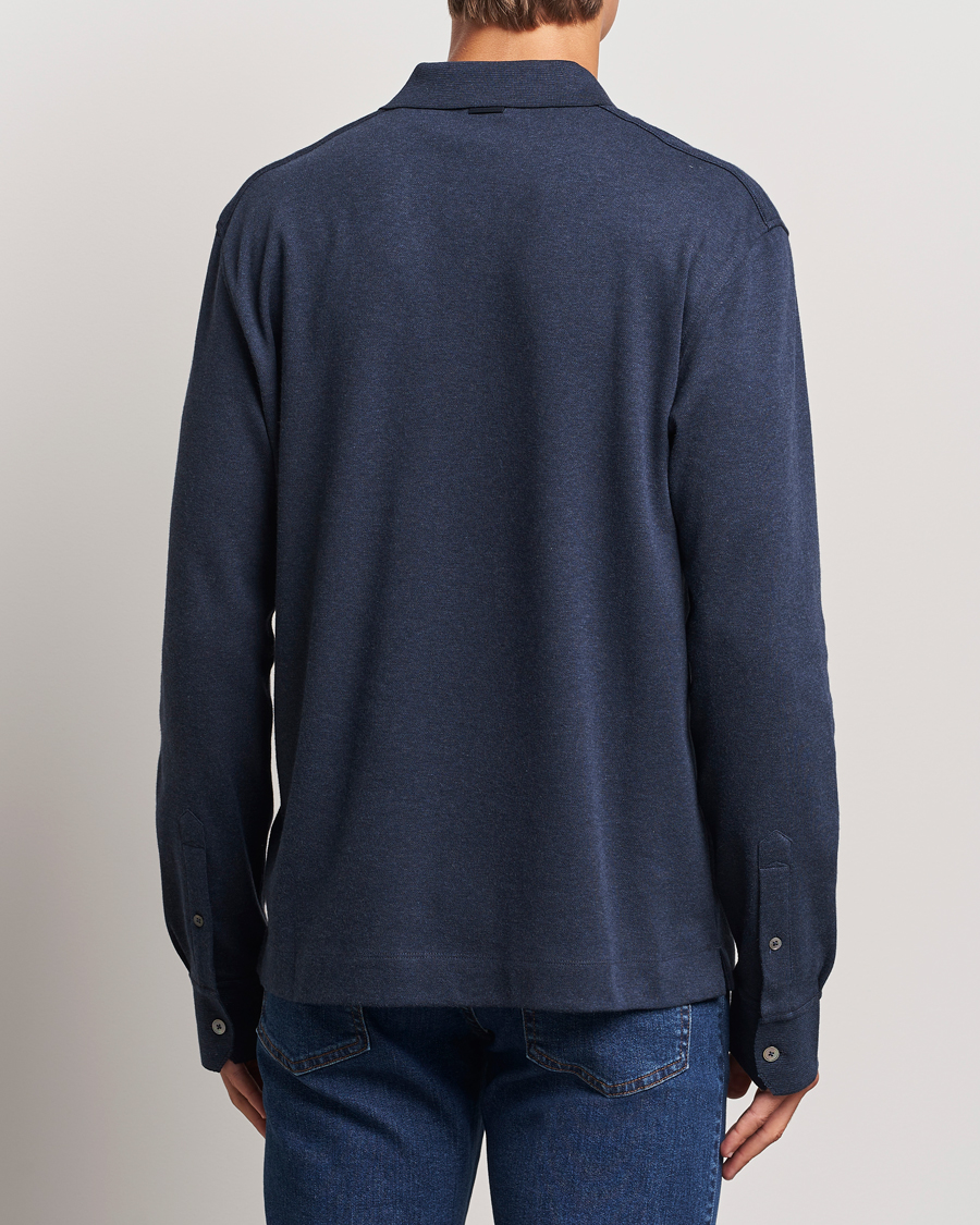 Homme | Pulls Et Tricots | Zegna | Soft Cotton Long Sleeve Polo Navy