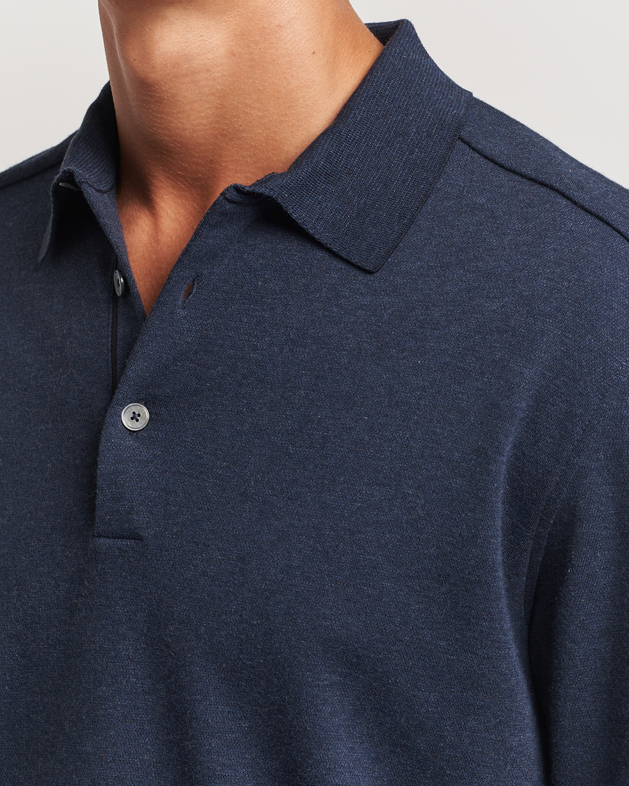 Homme | Pulls Et Tricots | Zegna | Soft Cotton Long Sleeve Polo Navy
