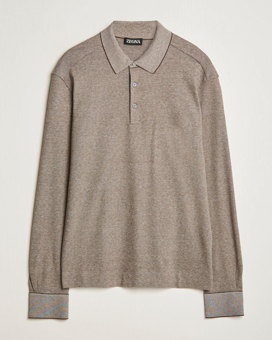 Homme | Pulls Et Tricots | Zegna | Soft Cotton Long Sleeve Polo Beige