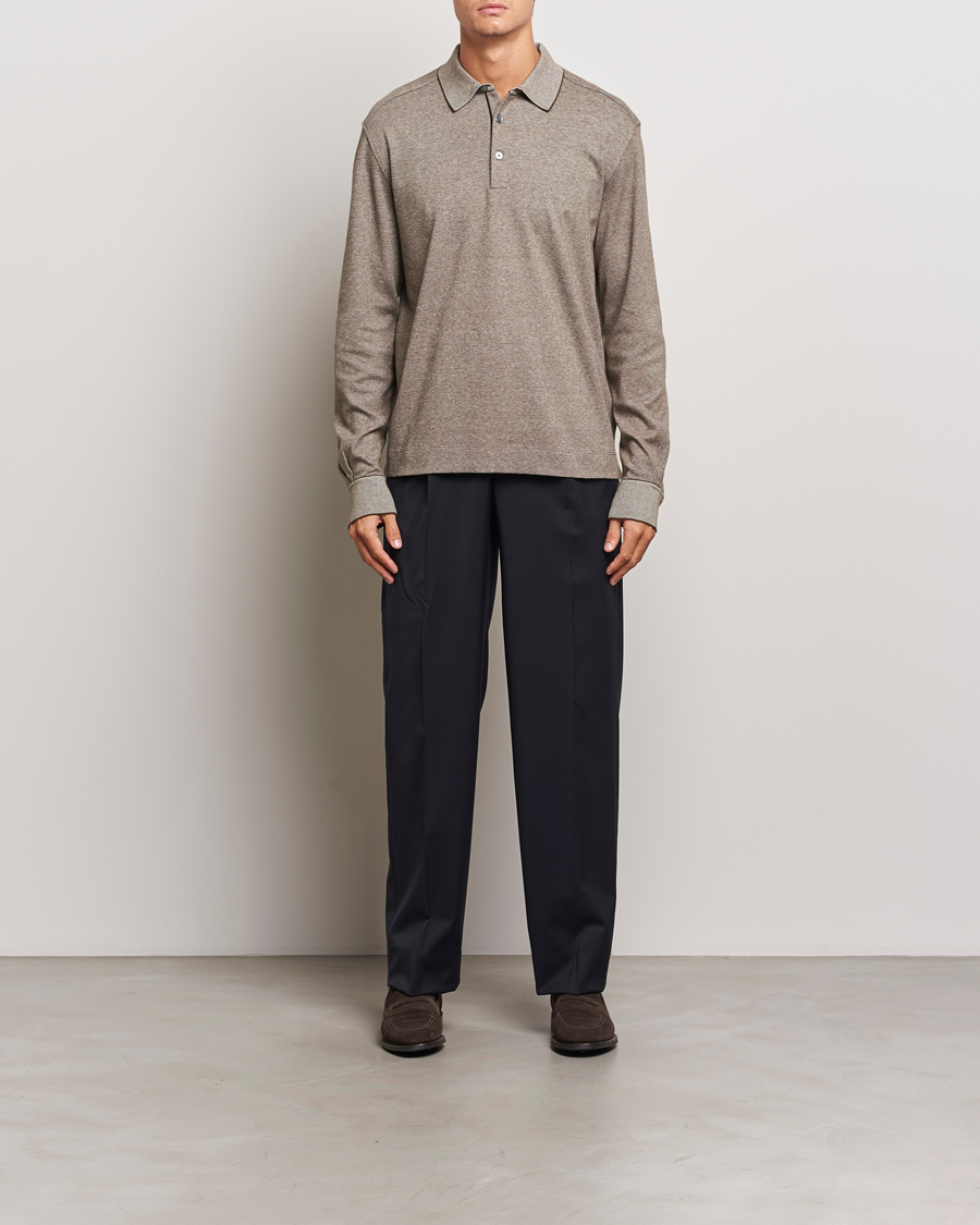 Homme | Pulls Et Tricots | Zegna | Soft Cotton Long Sleeve Polo Beige