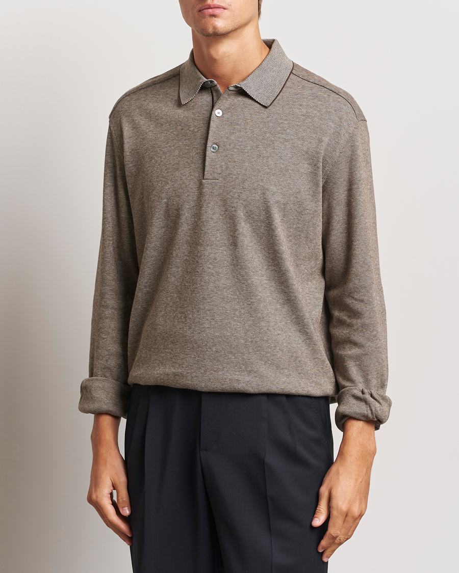 Homme | Pulls Et Tricots | Zegna | Soft Cotton Long Sleeve Polo Beige