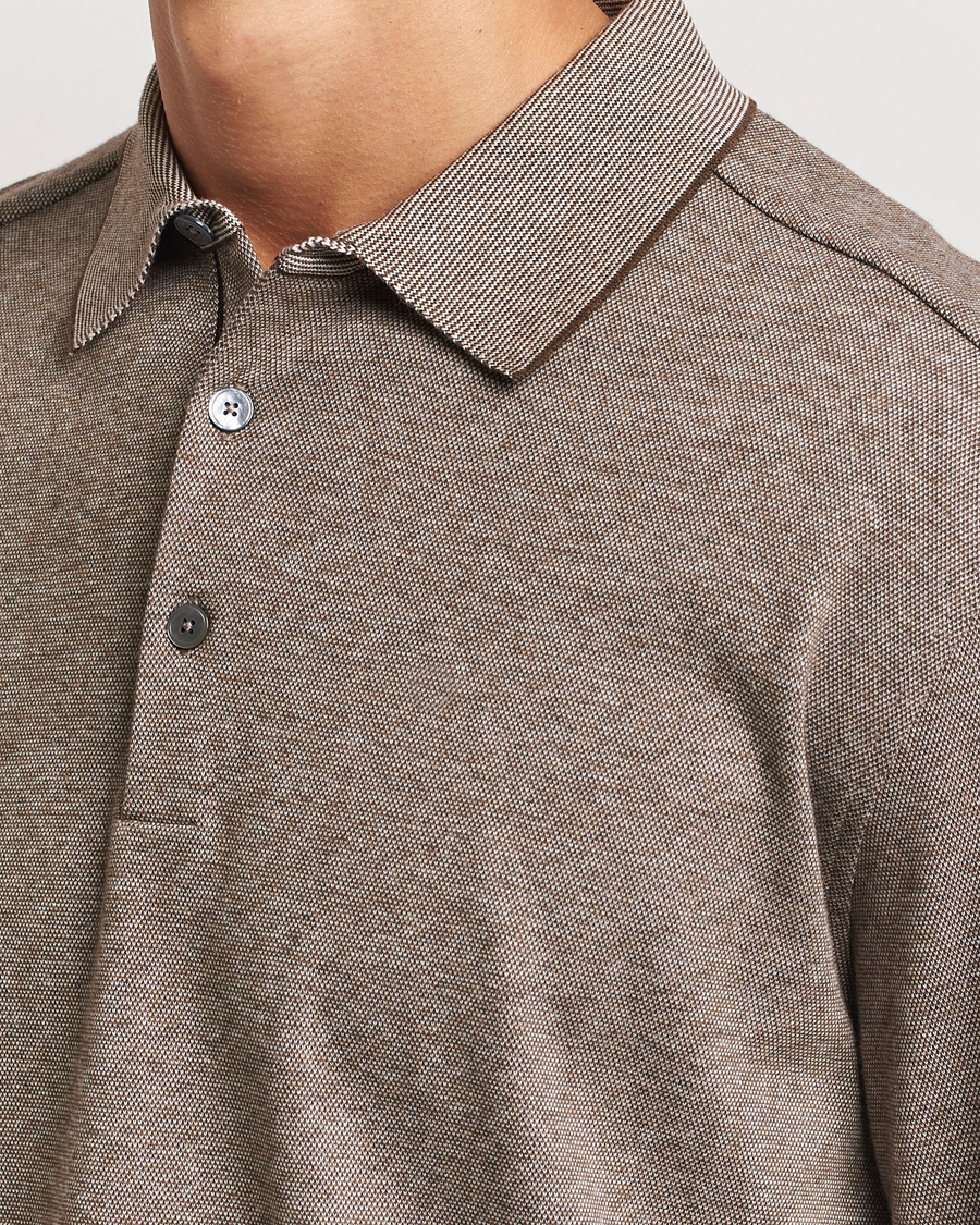 Homme | Pulls Et Tricots | Zegna | Soft Cotton Long Sleeve Polo Beige