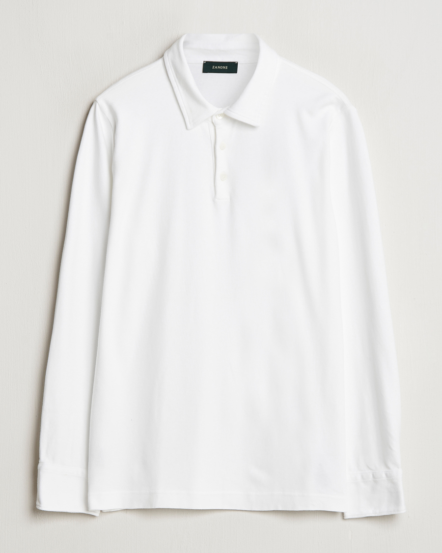 Homme | Pulls Et Tricots | Zanone | Heavy Jersey Long Sleeve Polo White