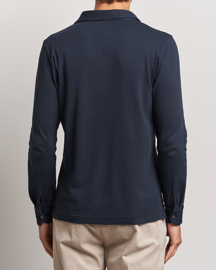 Homme | Pulls Et Tricots | Zanone | Heavy Jersey Long Sleeve Polo Navy