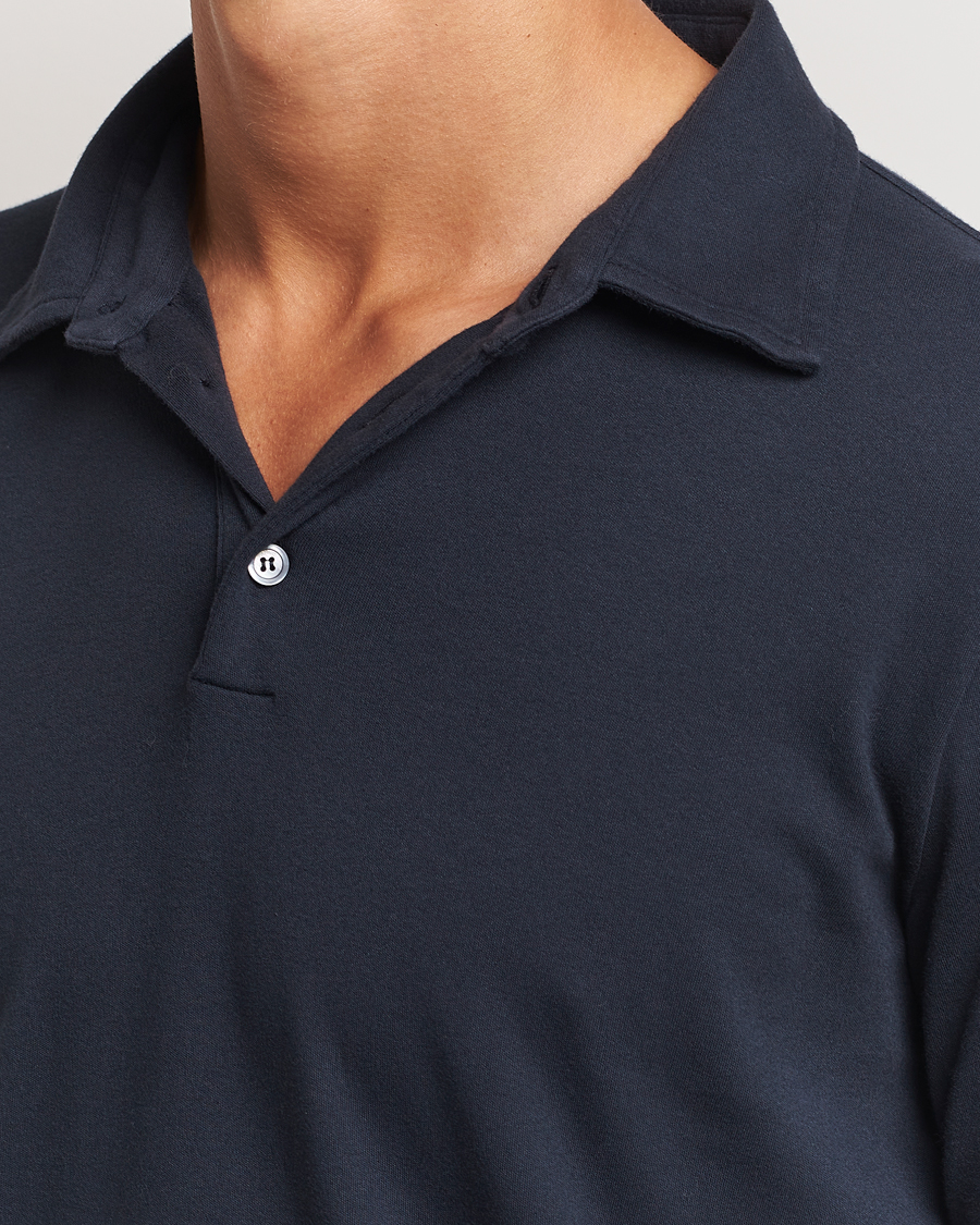 Homme | Pulls Et Tricots | Zanone | Heavy Jersey Long Sleeve Polo Navy