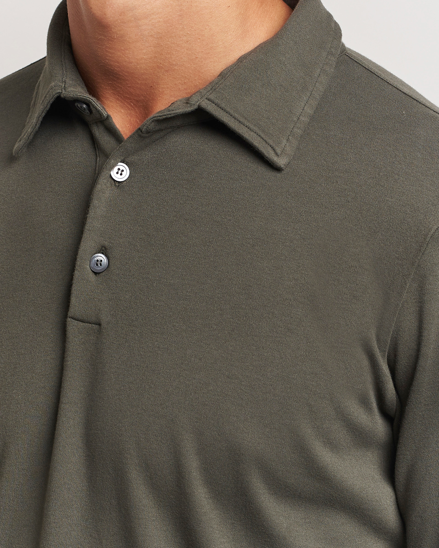 Homme | Pulls Et Tricots | Zanone | Heavy Jersey Long Sleeve Polo Olive