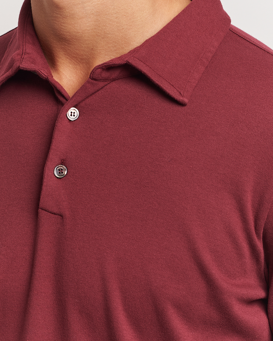 Homme | Pulls Et Tricots | Zanone | Heavy Jersey Long Sleeve Polo Bordeaux