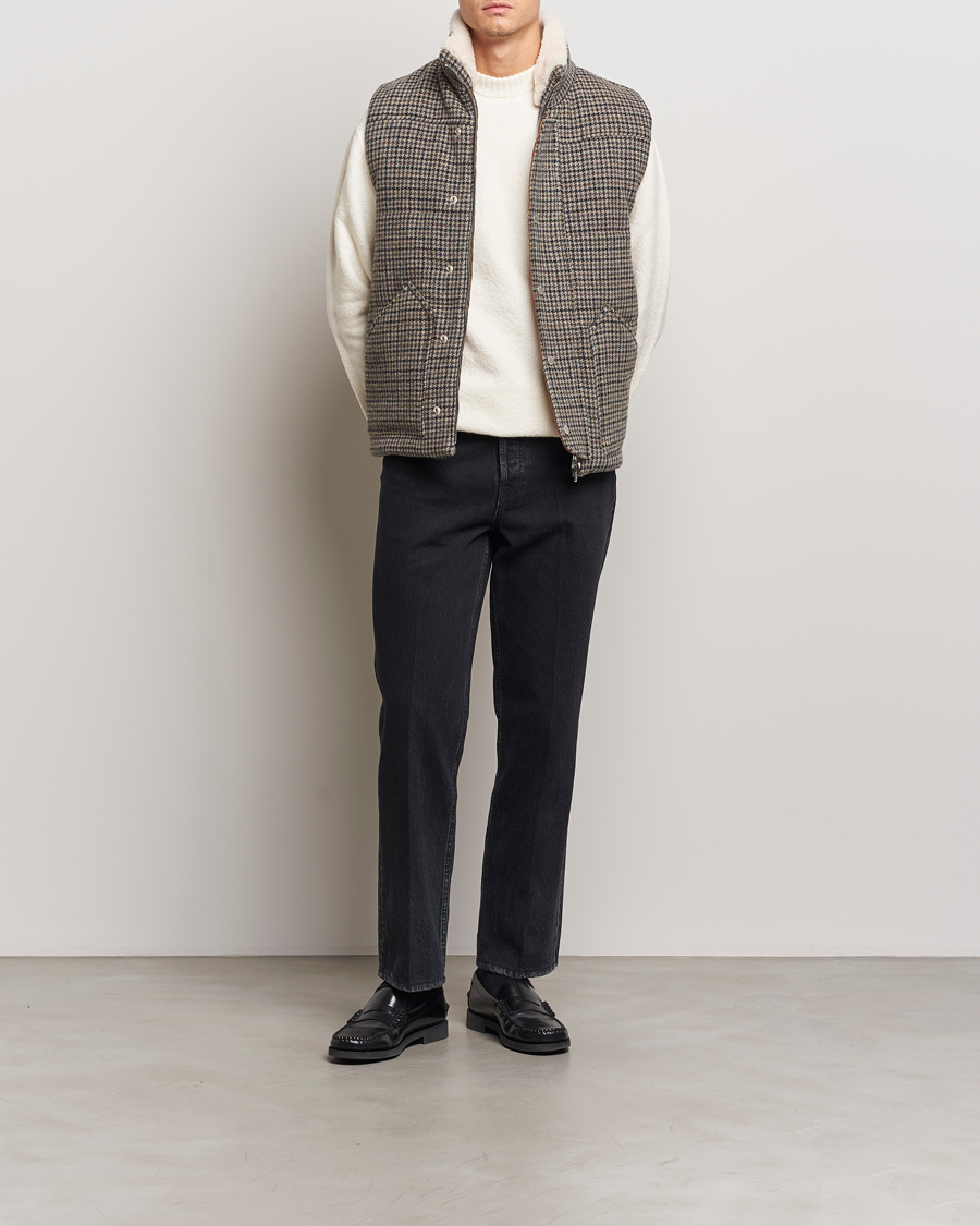 Homme | Manteaux Et Vestes | Valstar | Shearling Collar Down Vest Grey Houndstooth