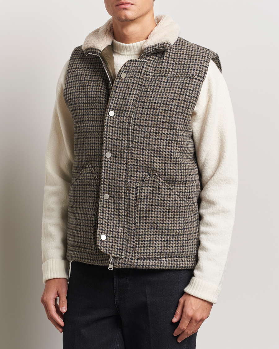 Homme | Manteaux Et Vestes | Valstar | Shearling Collar Down Vest Grey Houndstooth