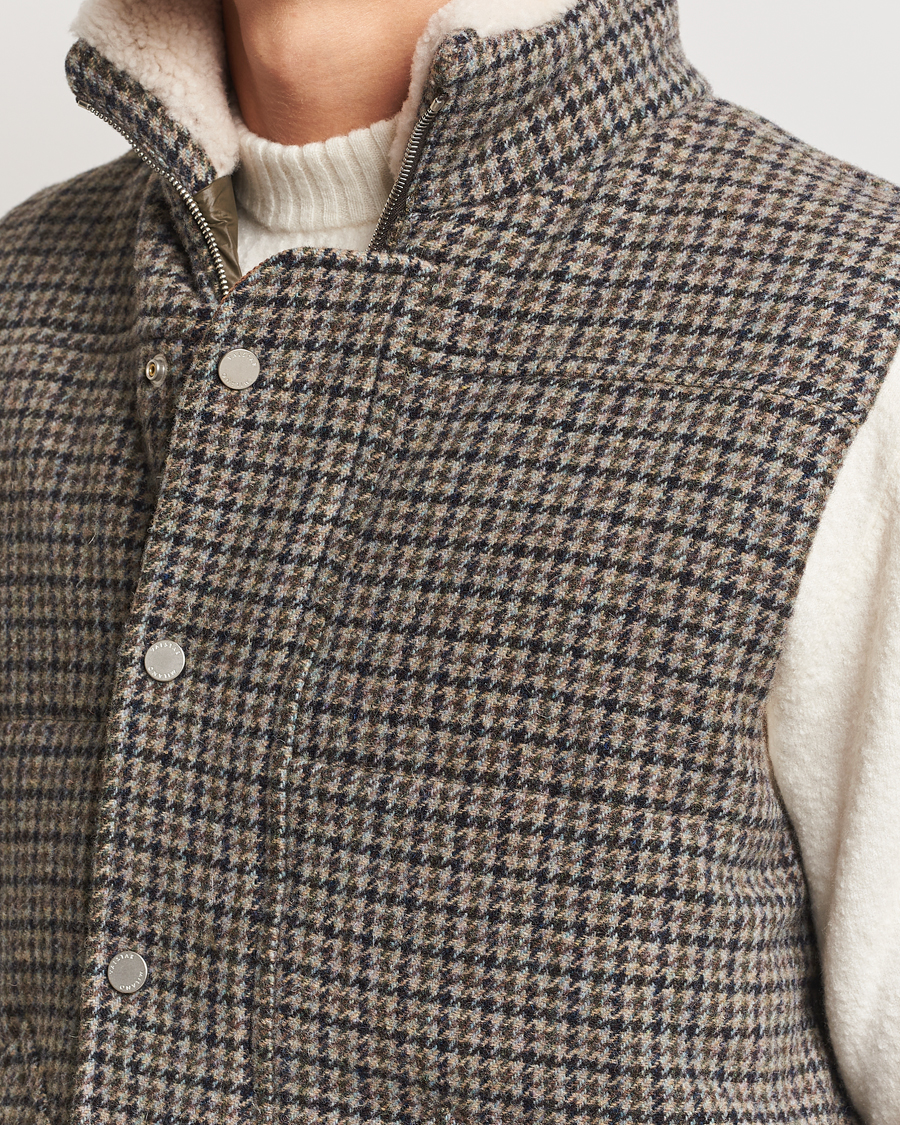 Homme | Manteaux Et Vestes | Valstar | Shearling Collar Down Vest Grey Houndstooth