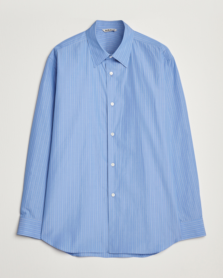 Homme | Chemises | Auralee | Suvin Cloth Striped Shirt Sax Blue