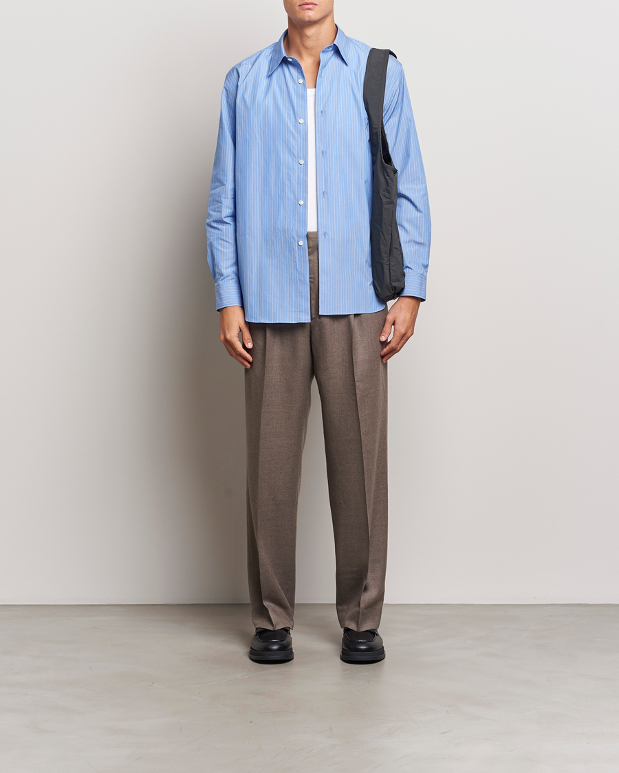 Homme | Chemises | Auralee | Suvin Cloth Striped Shirt Sax Blue