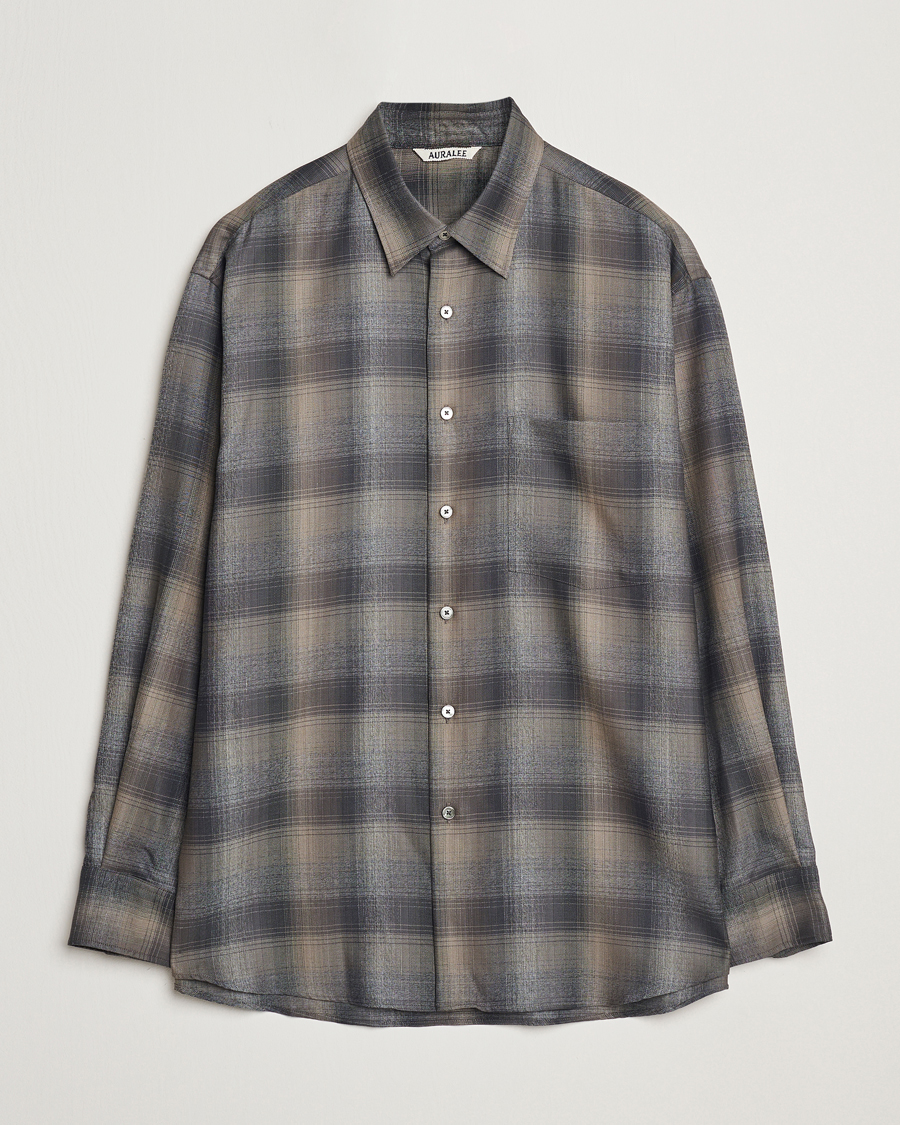 Homme | Chemises | Auralee | Superlight Wool Shirt Charcoal Check