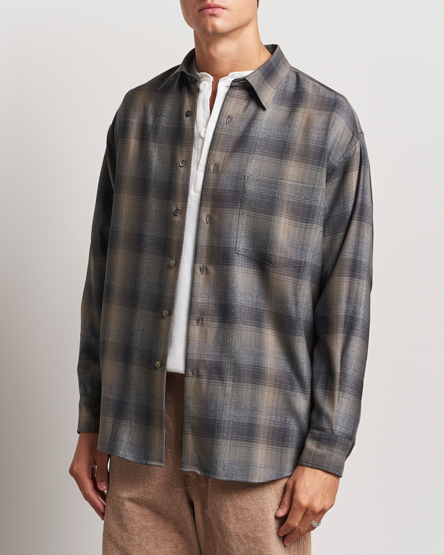 Homme | Chemises | Auralee | Superlight Wool Shirt Charcoal Check