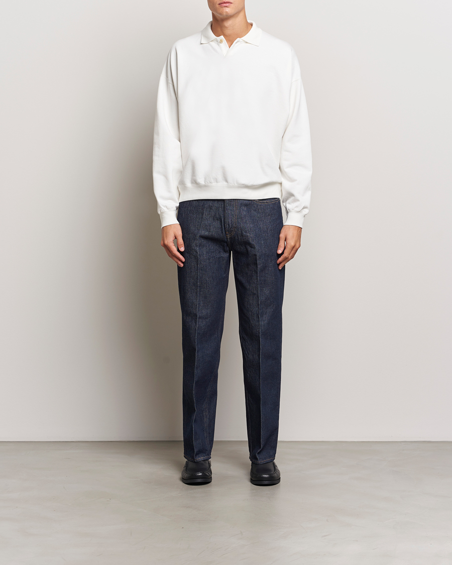 Homme | Pulls Et Tricots | Auralee | Pima Cotton Long Sleeve Polo White