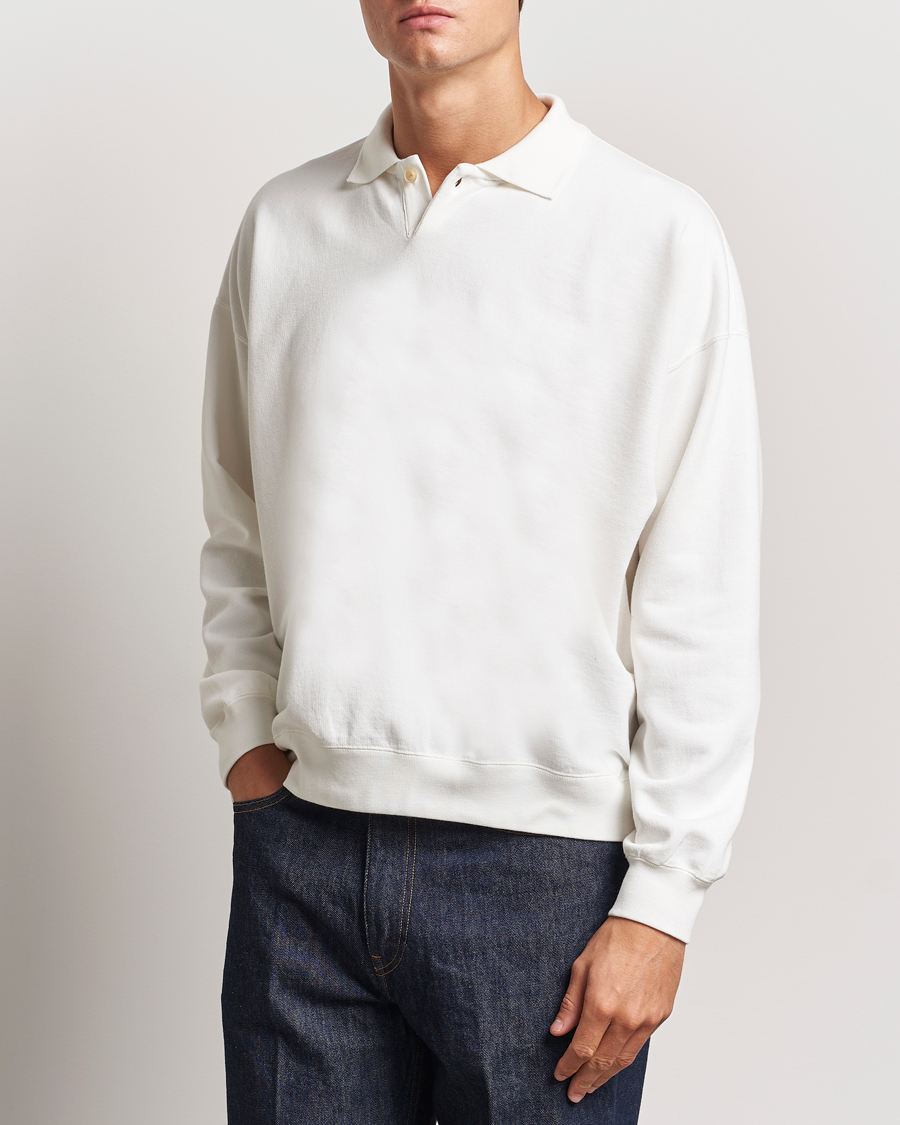 Homme | Pulls Et Tricots | Auralee | Pima Cotton Long Sleeve Polo White