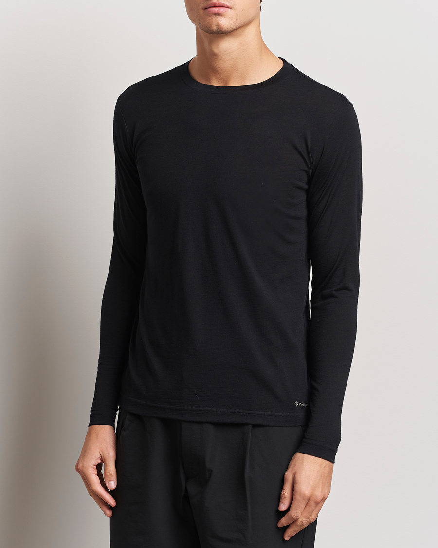 Homme | Pulls Et Tricots | Snow Peak | Merino Wool Long Sleeve T-Shirt Black