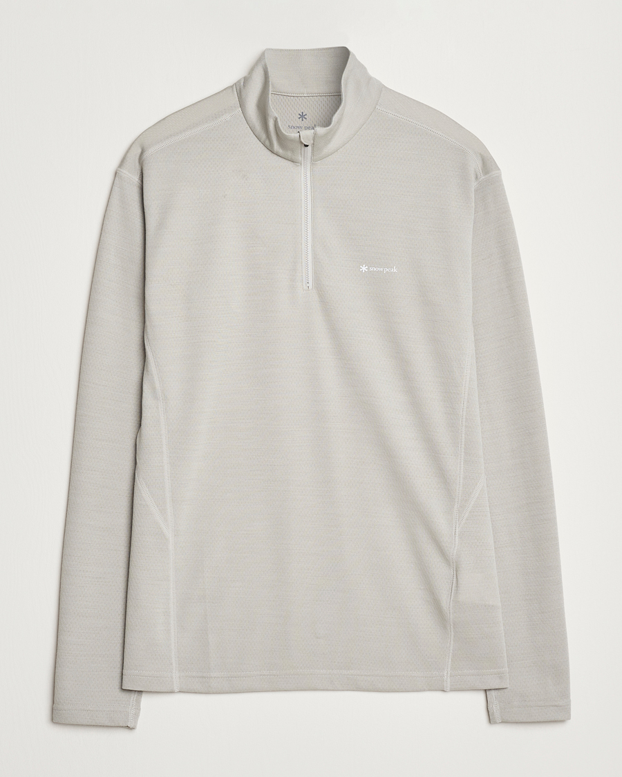 Homme | T-shirts | Snow Peak | Wool Blend Half Zip T-Shirt Icegrey