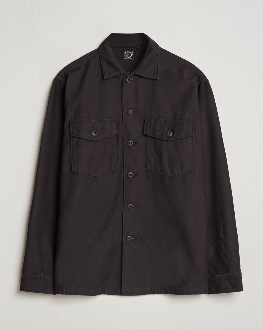 Homme | Chemises | orSlow | Cotton Sateen US Army Overshirt Black
