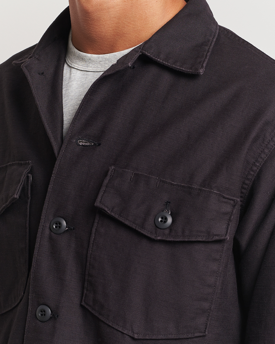 Homme | Chemises | orSlow | Cotton Sateen US Army Overshirt Black