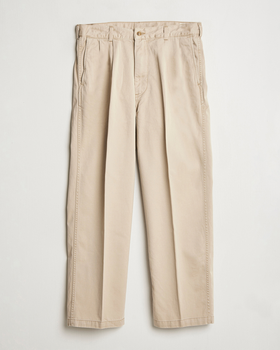 Homme | Pantalons | orSlow | Two Tuck Wide Trousers Khaki